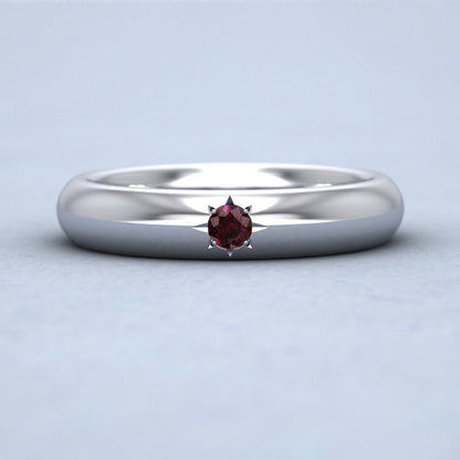 Ruby Star Set 14ct White Gold 4mm Wedding Ring Down View