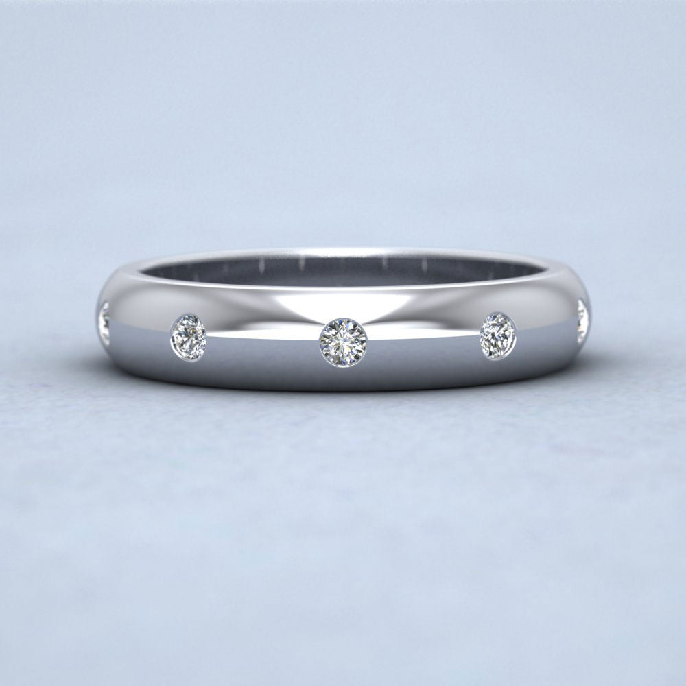 Ten Diamond Set Flush 950 Palladium 4mm Wedding Ring Down View