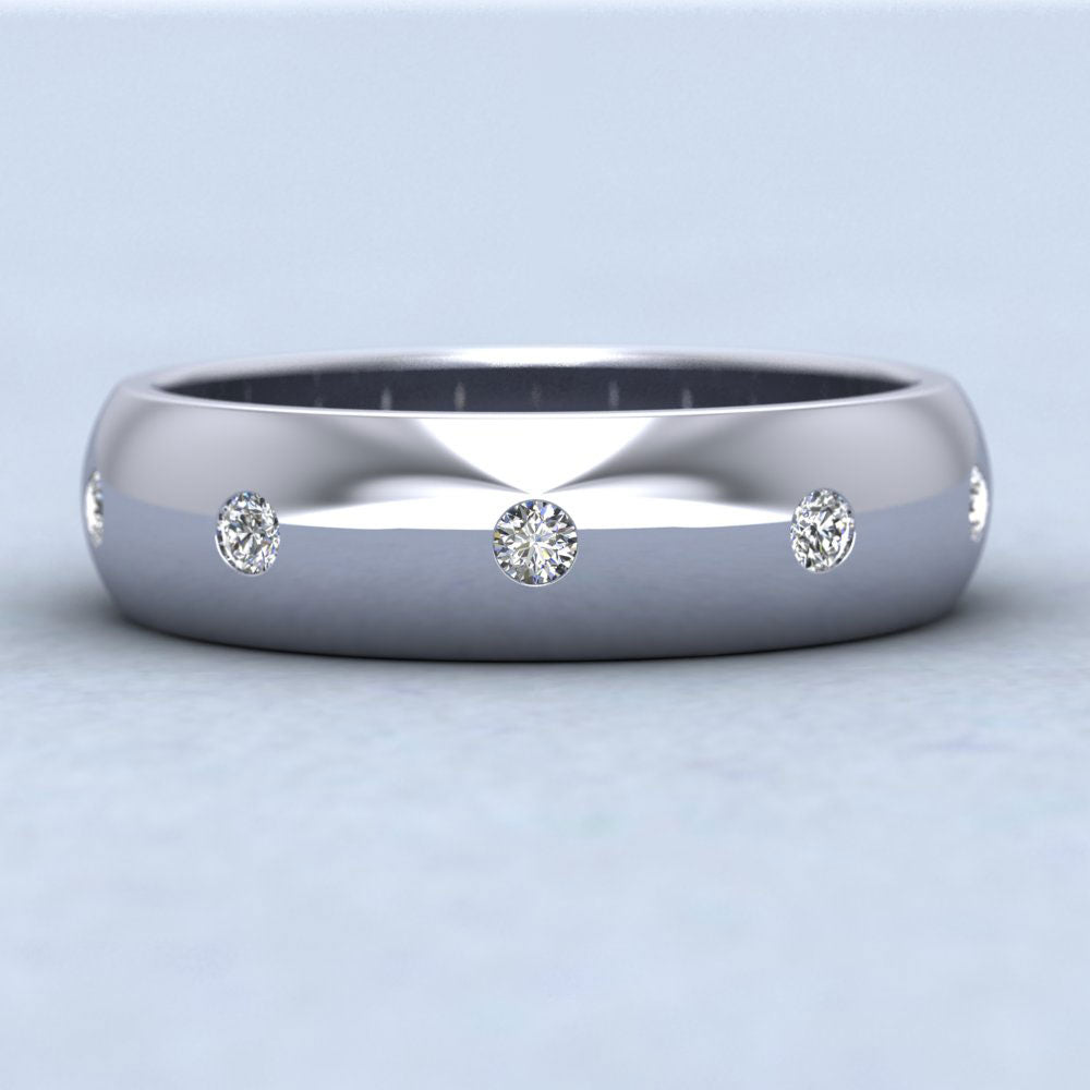 Ten Diamond Set Flush 500 Palladium 6mm Wedding Ring Down View