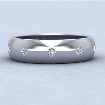 Ten Diamond Set Flush 950 Platinum 6mm Wedding Ring Down View