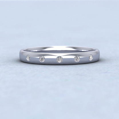 Five Diamond Set (0.05ct) Sterling Silver 2.5mm Wedding Ring Down View
