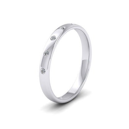 Five Diamond Set (0.05ct) 500 Palladium 2.5mm Wedding Ring