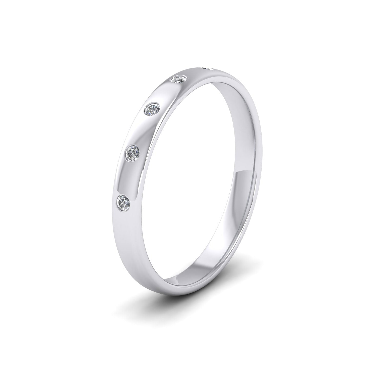 Five Diamond Set (0.05ct) 950 Palladium 2.5mm Wedding Ring