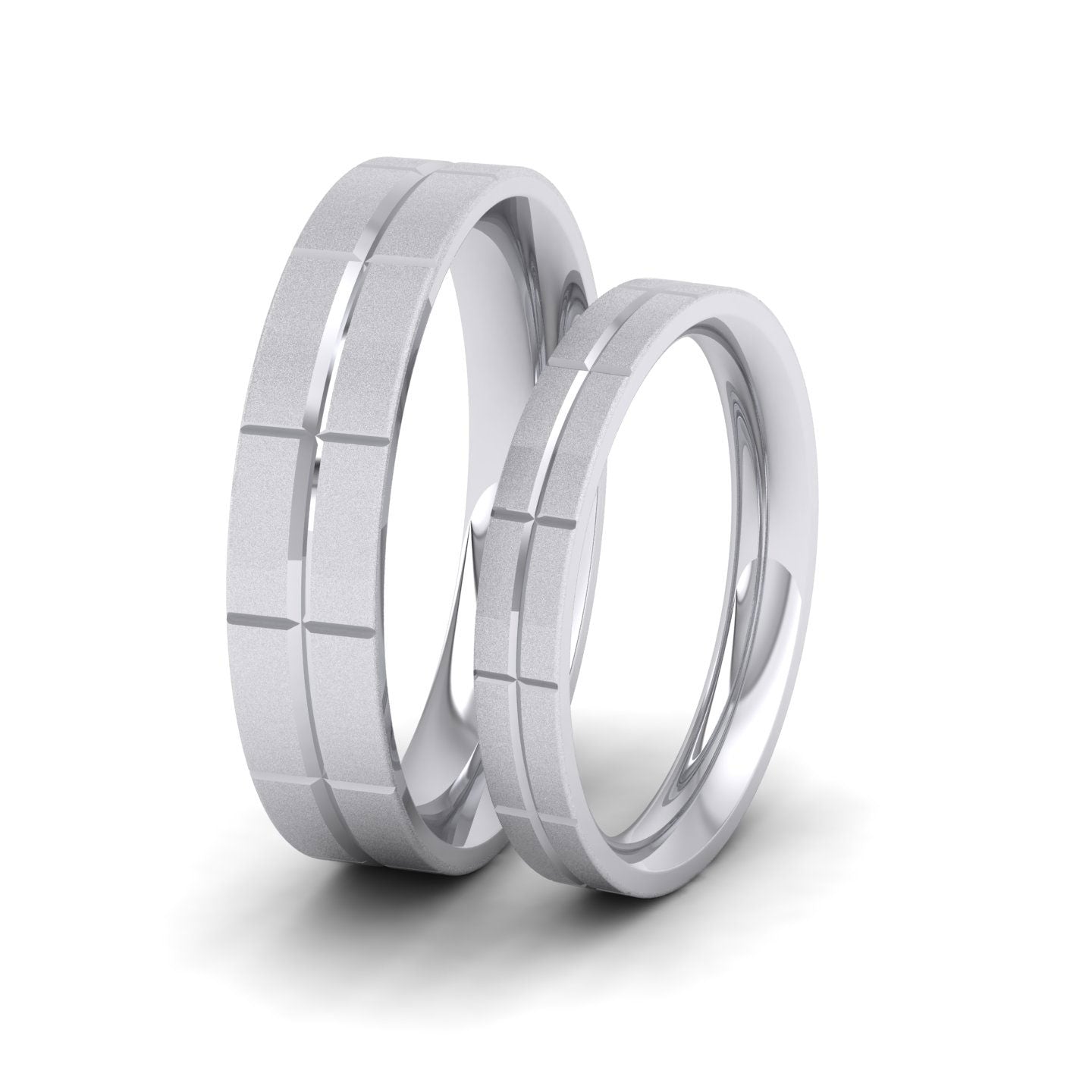 Cross Line Patterned 950 Palladium 5mm Flat Comfort Fit Wedding Ring