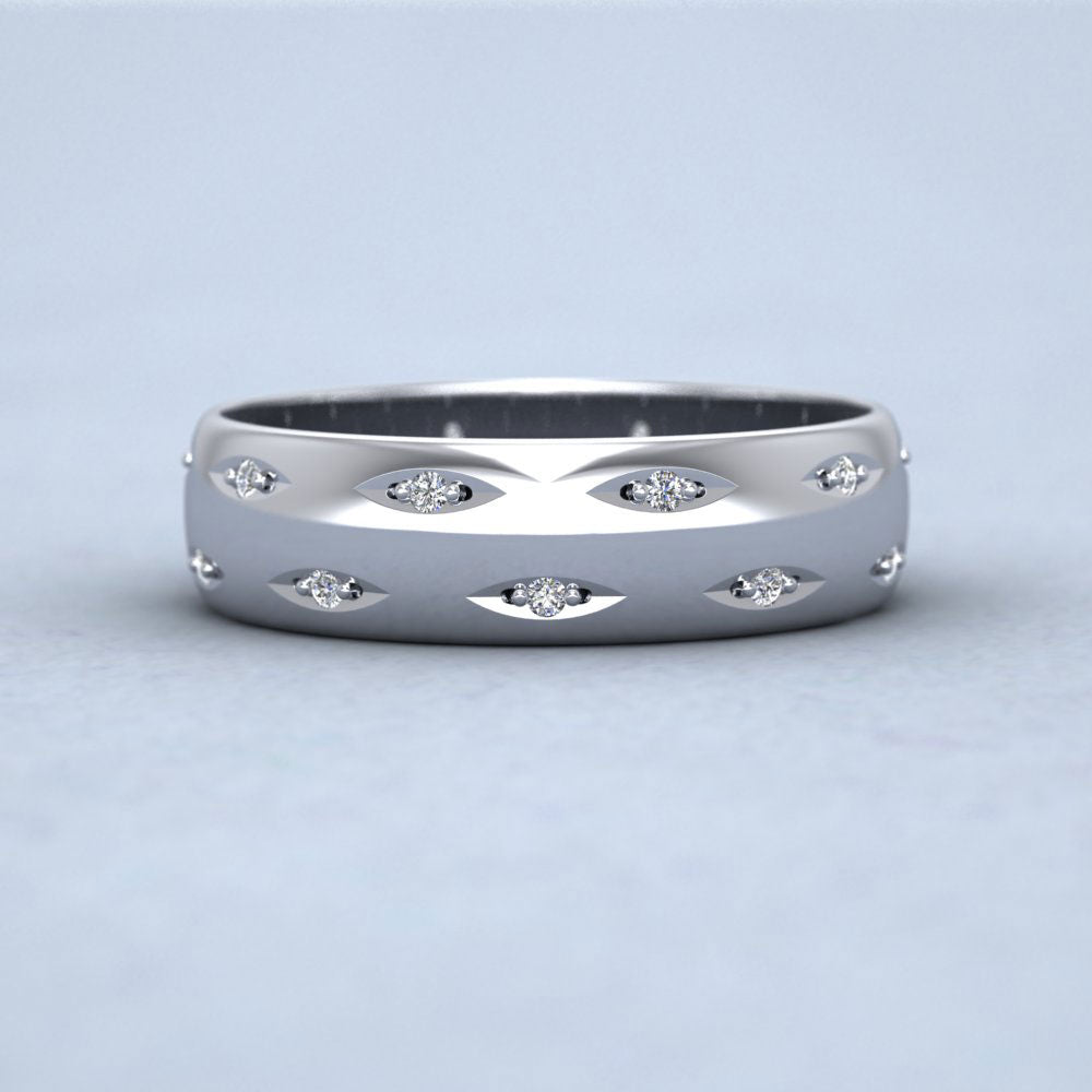Twenty Diamond Set 950 Palladium 5mm Wedding Ring