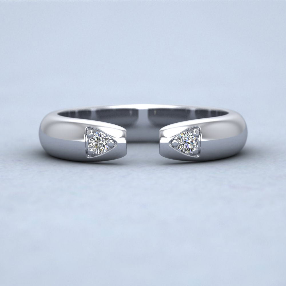 Split Two Diamond Set 14ct White Gold 4mm Wedding Ring