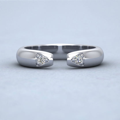 Split Two Diamond Set 14ct White Gold 4mm Wedding Ring