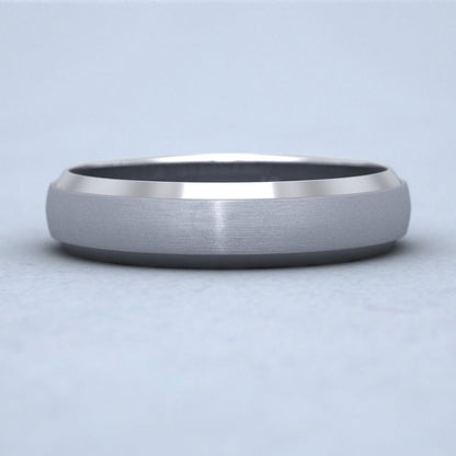 Flat Edge Patterned And Matt Finish 14ct White Gold 5mm Wedding Ring