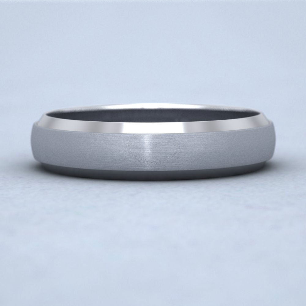 Flat Edge Patterned And Matt Finish 500 Palladium 5mm Wedding Ring