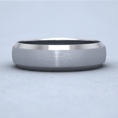 Flat Edge Patterned And Matt Finish 14ct White Gold 6mm Wedding Ring