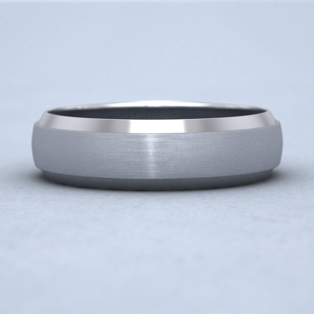 Flat Edge Patterned And Matt Finish Sterling Silver 6mm Wedding Ring