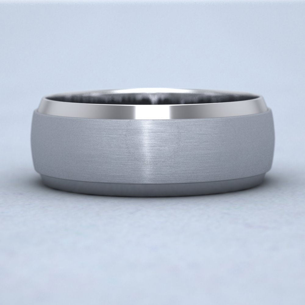 Flat Edge Patterned And Matt Finish Sterling Silver 8mm Wedding Ring