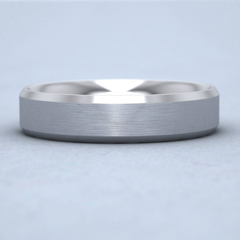 Bevelled Edge And Matt Finish Centre Flat 950 Platinum 5mm Wedding Ring