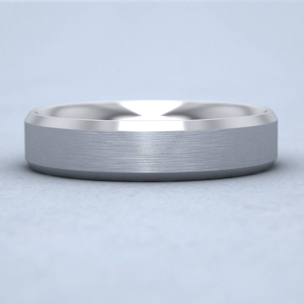 Bevelled Edge And Matt Finish Centre Flat Sterling Silver 5mm Wedding Ring