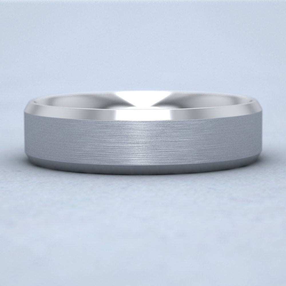 Bevelled Edge And Matt Finish Centre Flat Sterling Silver 6mm Wedding Ring