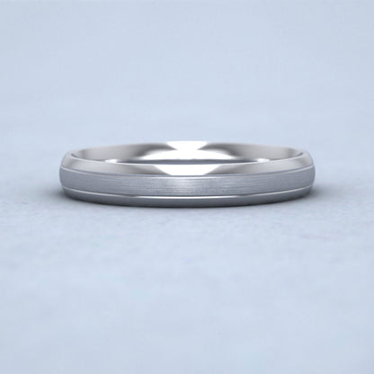 Line Shiny And Matt Finish 14ct White Gold 3mm Wedding Ring