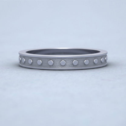 Raised Circle And Edge Patterned 950 Platinum 3mm Wedding Ring