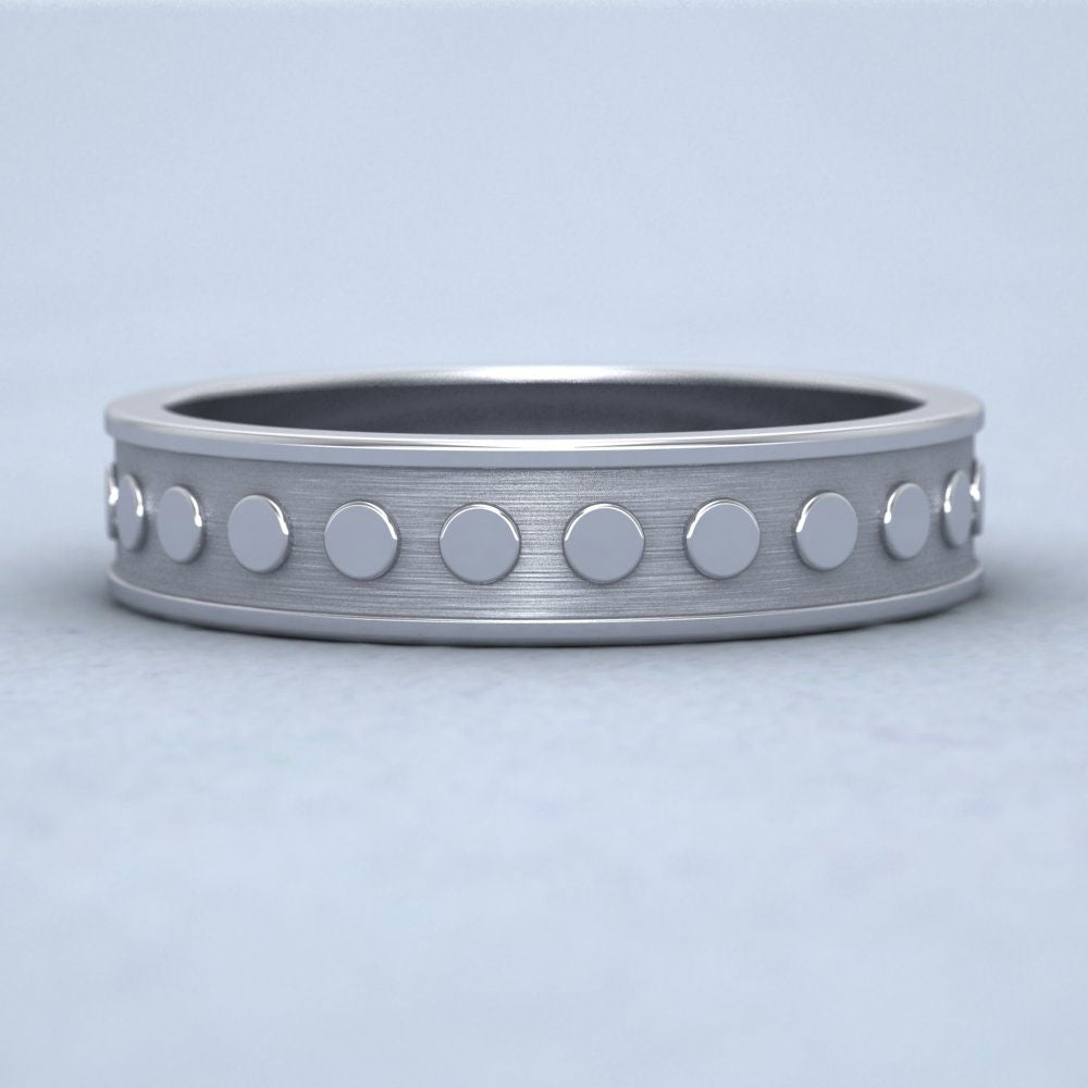 Raised Circle And Edge Patterned 950 Platinum 5mm Wedding Ring