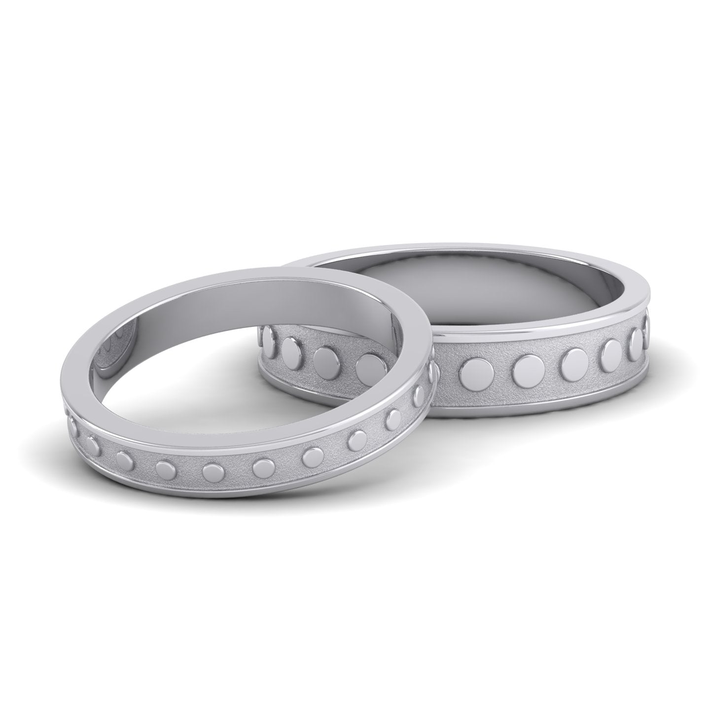 Raised Circle And Edge Patterned 950 Platinum 3mm Wedding Ring