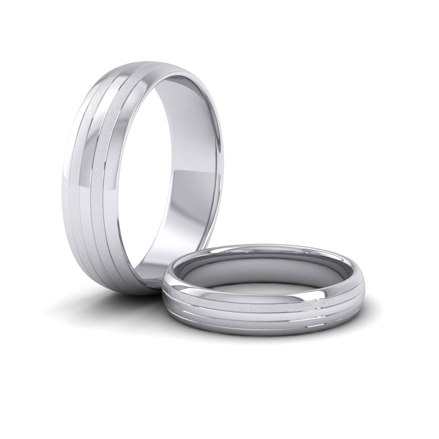 Four Line Pattern With Shiny And Matt Finish 500 Palladium 6mm Wedding Ring