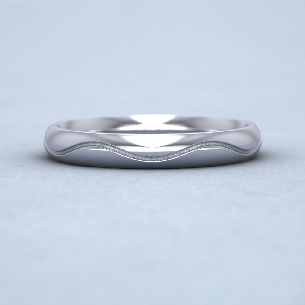 Wave Patterned 500 Palladium 3mm Wedding Ring