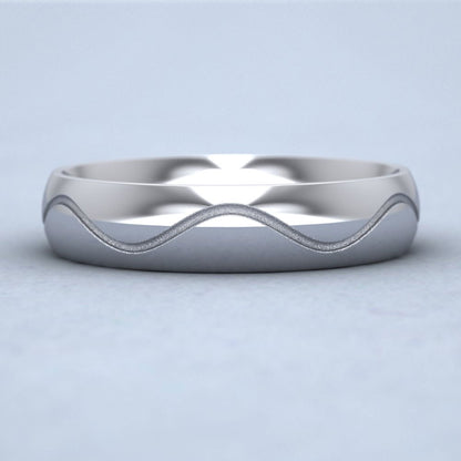 Wave Patterned 14ct White Gold 5mm Wedding Ring