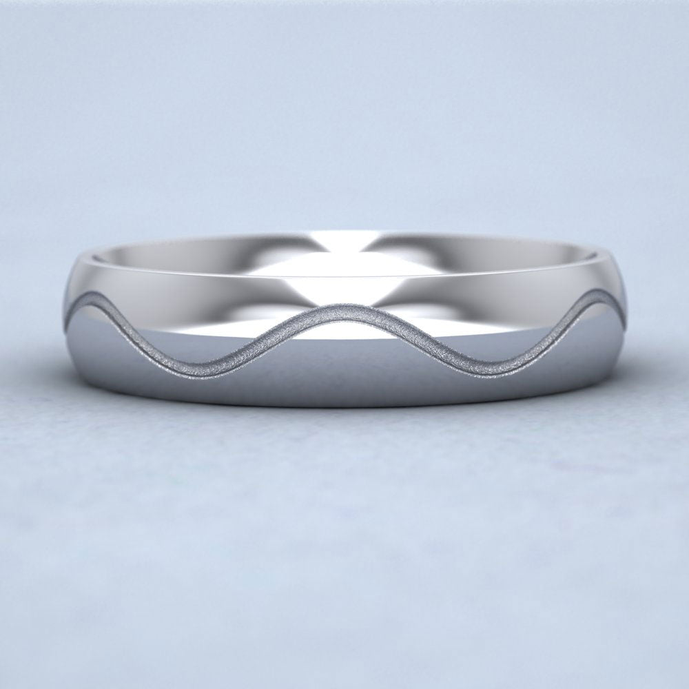 Wave Patterned 500 Palladium 5mm Wedding Ring