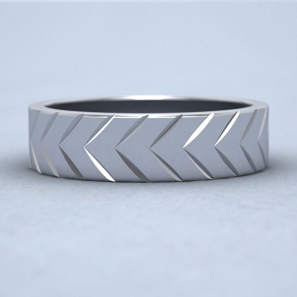 Chevron Pattern Sterling Silver 6mm Wedding Ring