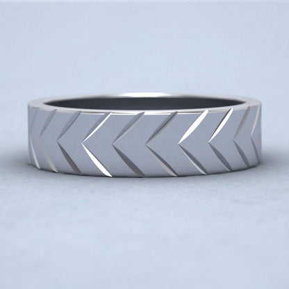 Chevron Pattern 18ct White Gold 6mm Wedding Ring