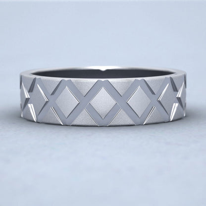 Diagonal Cross Pattern Sterling Silver 6mm Wedding Ring