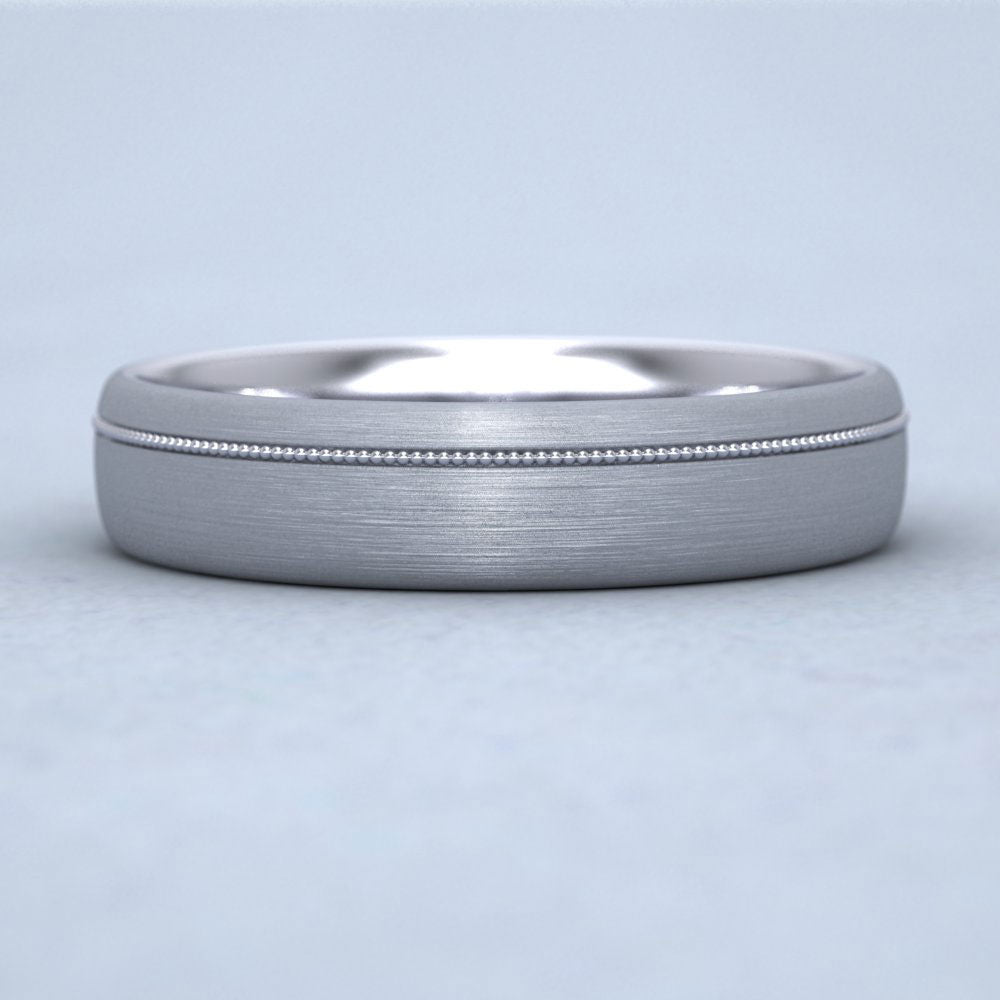 Asymmetric Millgrain 950 Palladium 5mm Wedding Ring L