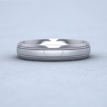 Millgrain And Contrasting Matt And Shiny Finish 14ct White Gold 4mm Wedding Ring