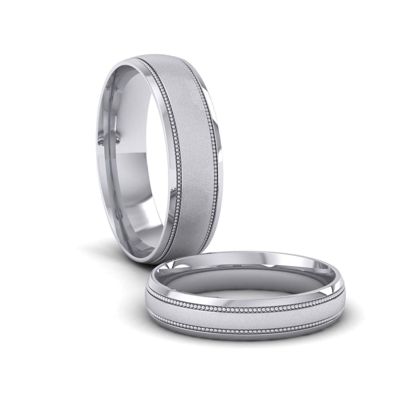 Millgrain And Contrasting Matt And Shiny Finish 950 Platinum 4mm Wedding Ring