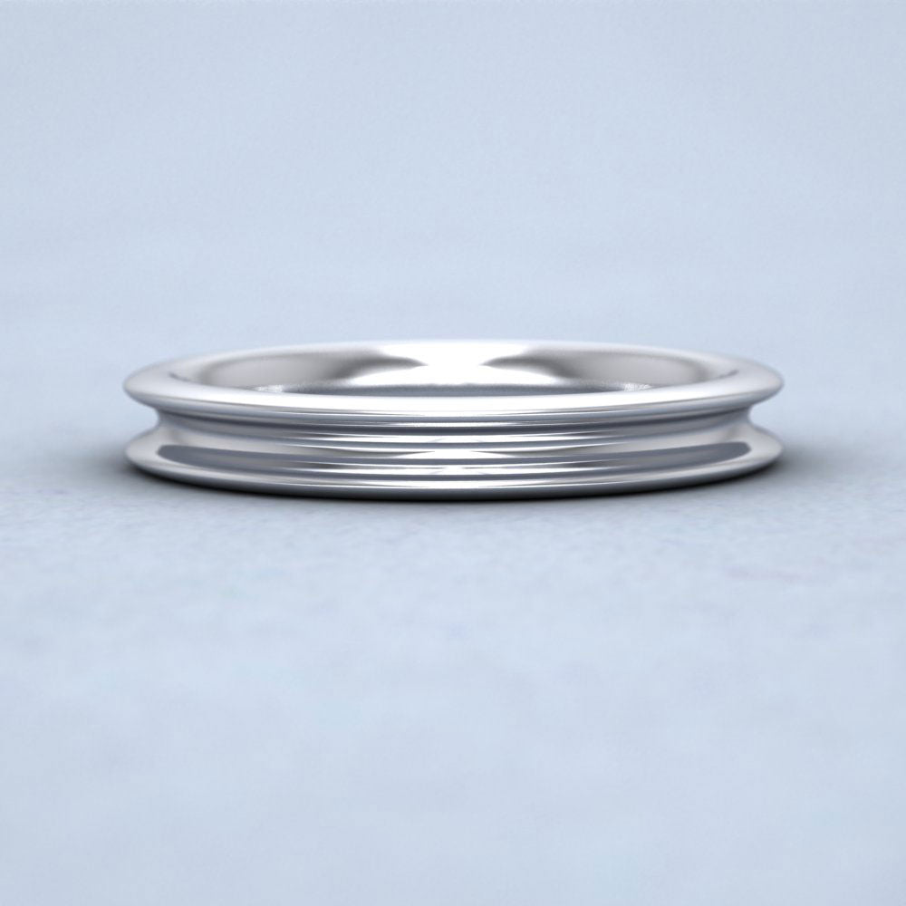 Heavy Concave 950 Platinum 3mm Wedding Ring Down View