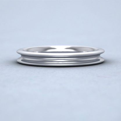 Heavy Concave 18ct White Gold 3mm Wedding Ring Down View