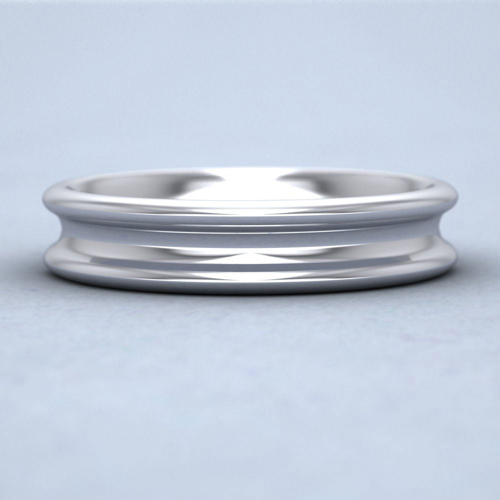 Heavy Concave 18ct White Gold 5mm Wedding Ring Down View