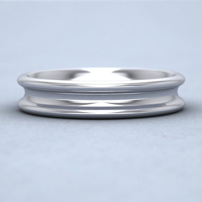 Heavy Concave 14ct White Gold 5mm Wedding Ring Down View