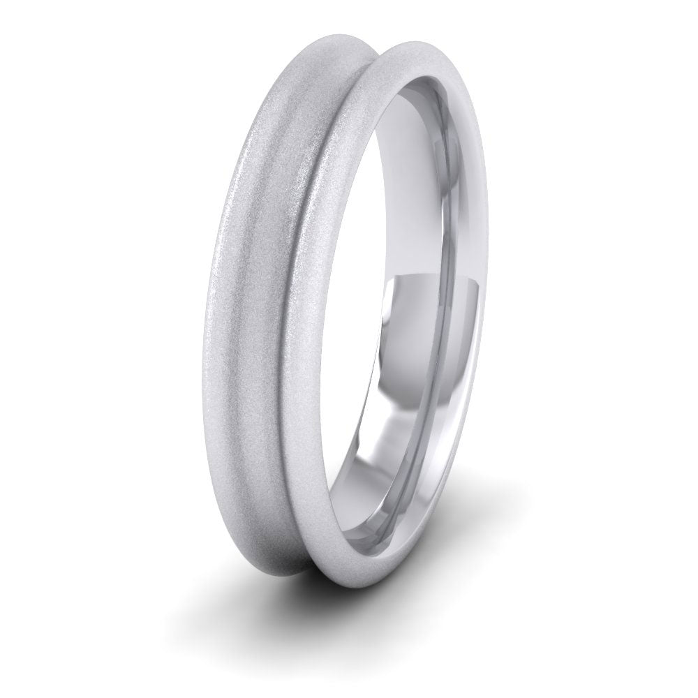 Heavy Concave 18ct White Gold 5mm Wedding Ring