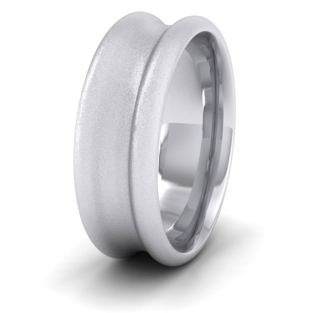 Heavy Concave 14ct White Gold 8mm Wedding Ring