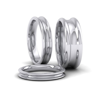 Heavy Concave 14ct White Gold 5mm Wedding Ring Group