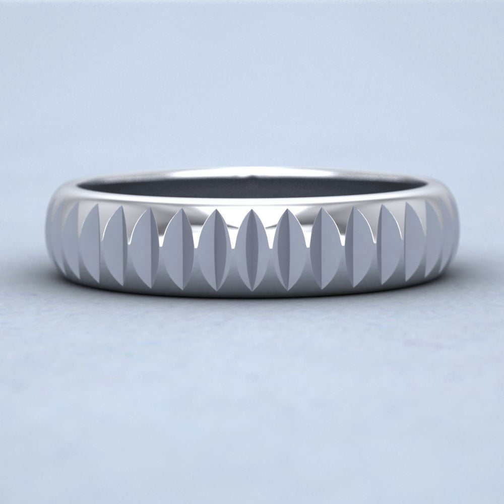 Cut Leaf Across Pattern 500 Palladium 5mm Wedding Ring