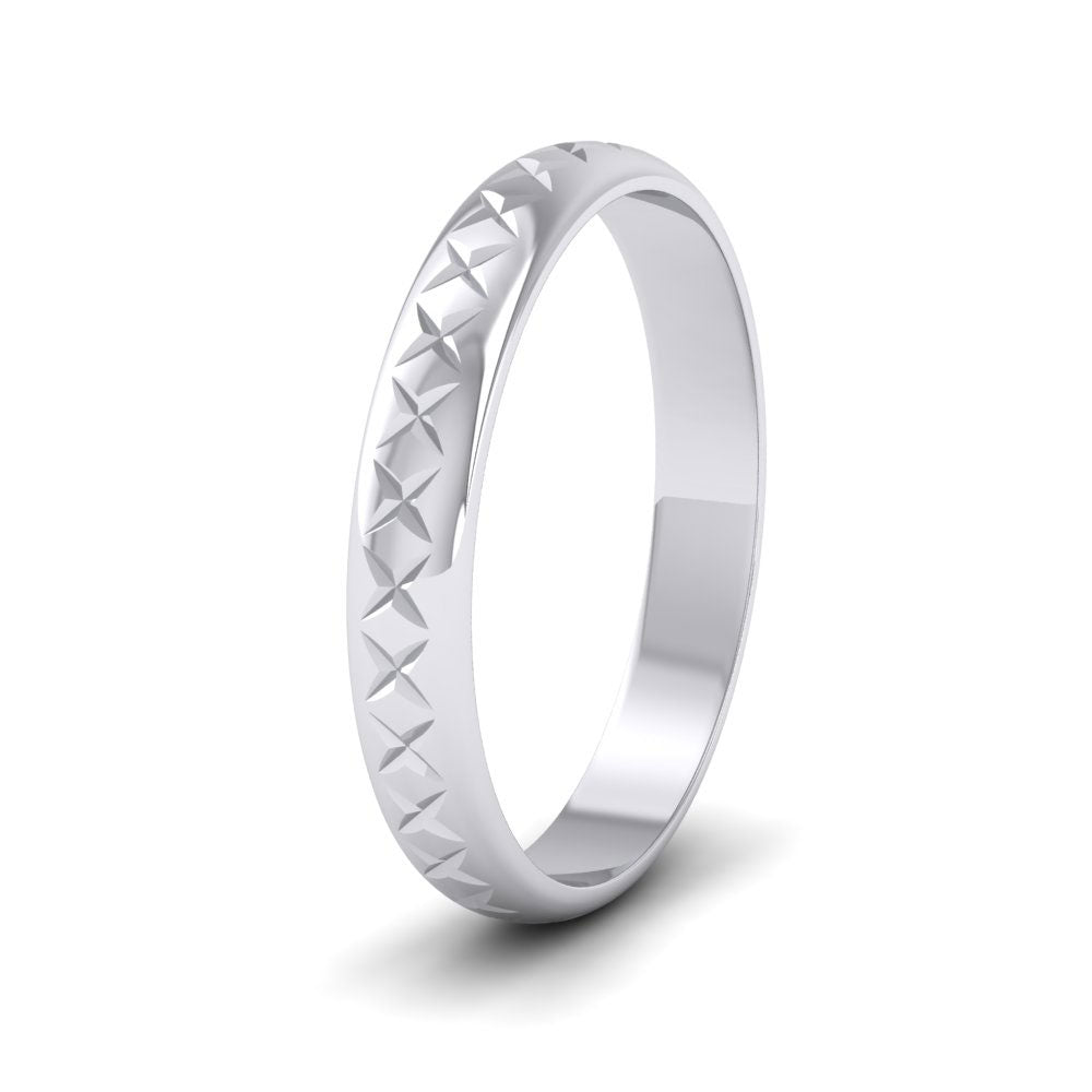 Criss Cut Pattern Sterling Silver 3mm Wedding Ring