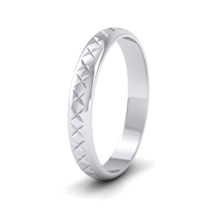 Criss Cut Pattern 14ct White Gold 3mm Wedding Ring