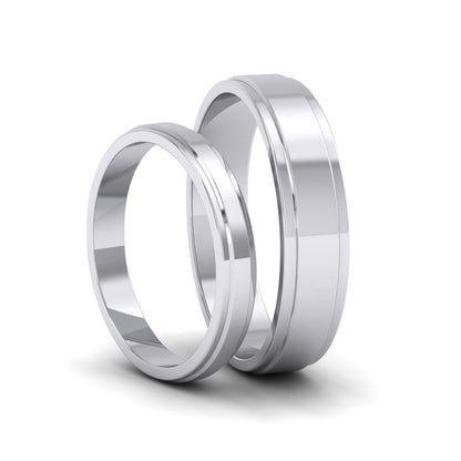 Stepped Edge Pattern Flat 950 Platinum 5mm Flat Wedding Ring