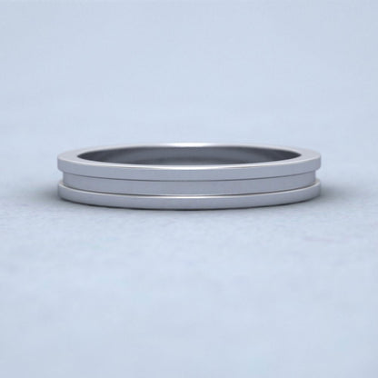 Flat Central Grooved 500 Palladium 3mm Flat Wedding Ring