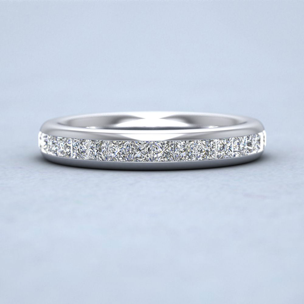 Princess Cut Diamond 0.75ct Half Channel Set Wedding Ring In 18ct White Gold 3.5mm Wide