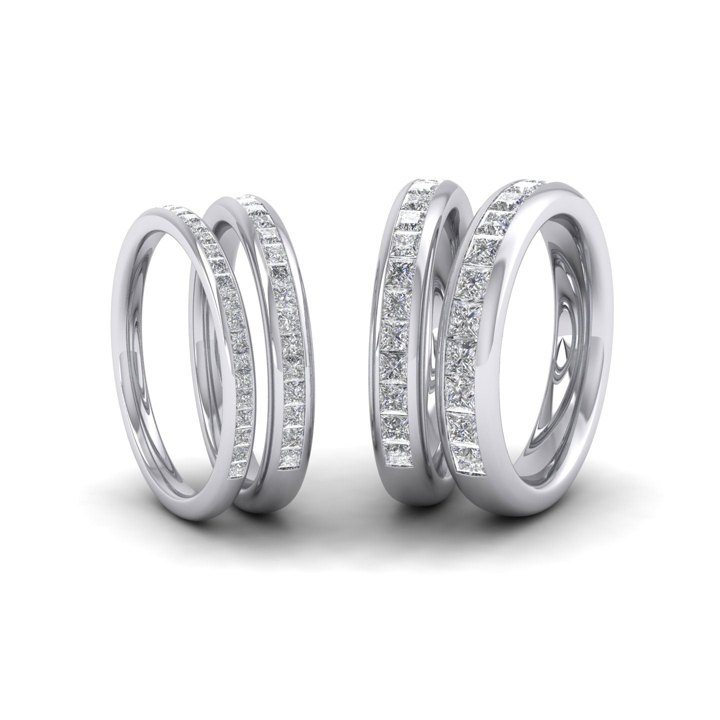 Princess Cut Diamond 0.2.5ct Half Channel Set Wedding Ring In 950 Platinum 2mm Wide