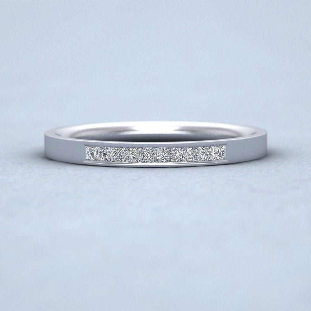 Princess Cut 10 Diamond 0.15ct Channel Set Ring In 950 Platinum. 2mm Wide