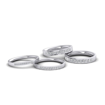 Princess Cut 10 Diamond 0.15ct Channel Set Ring In 950 Platinum. 2mm Wide