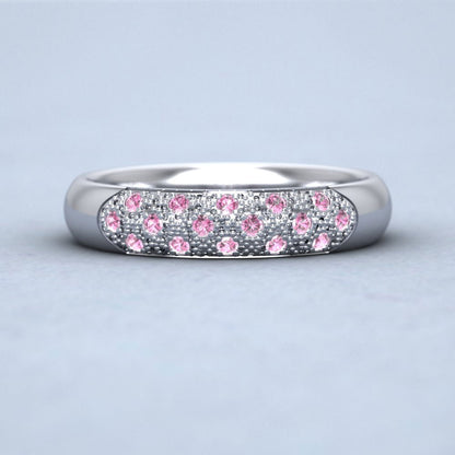 Pave Set Pink Sapphire 950 Palladium 4mm Wedding Ring